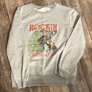 Gray Christmas Graphic Sweater